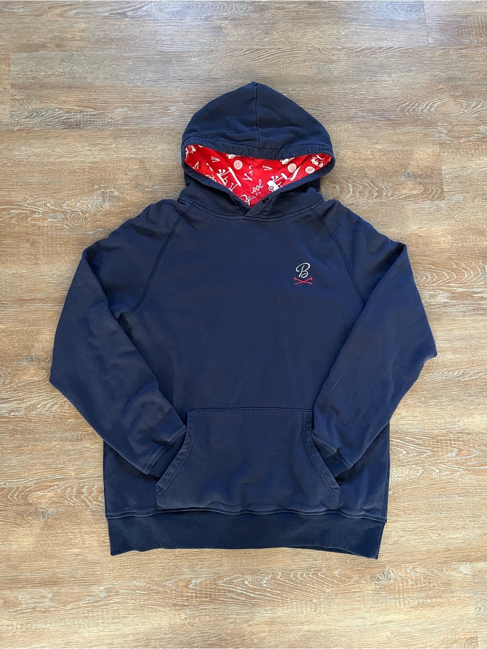 Barstool Sports Golf Hoodie Navy Red Lined Hood | Mens Large | 100% Cotton